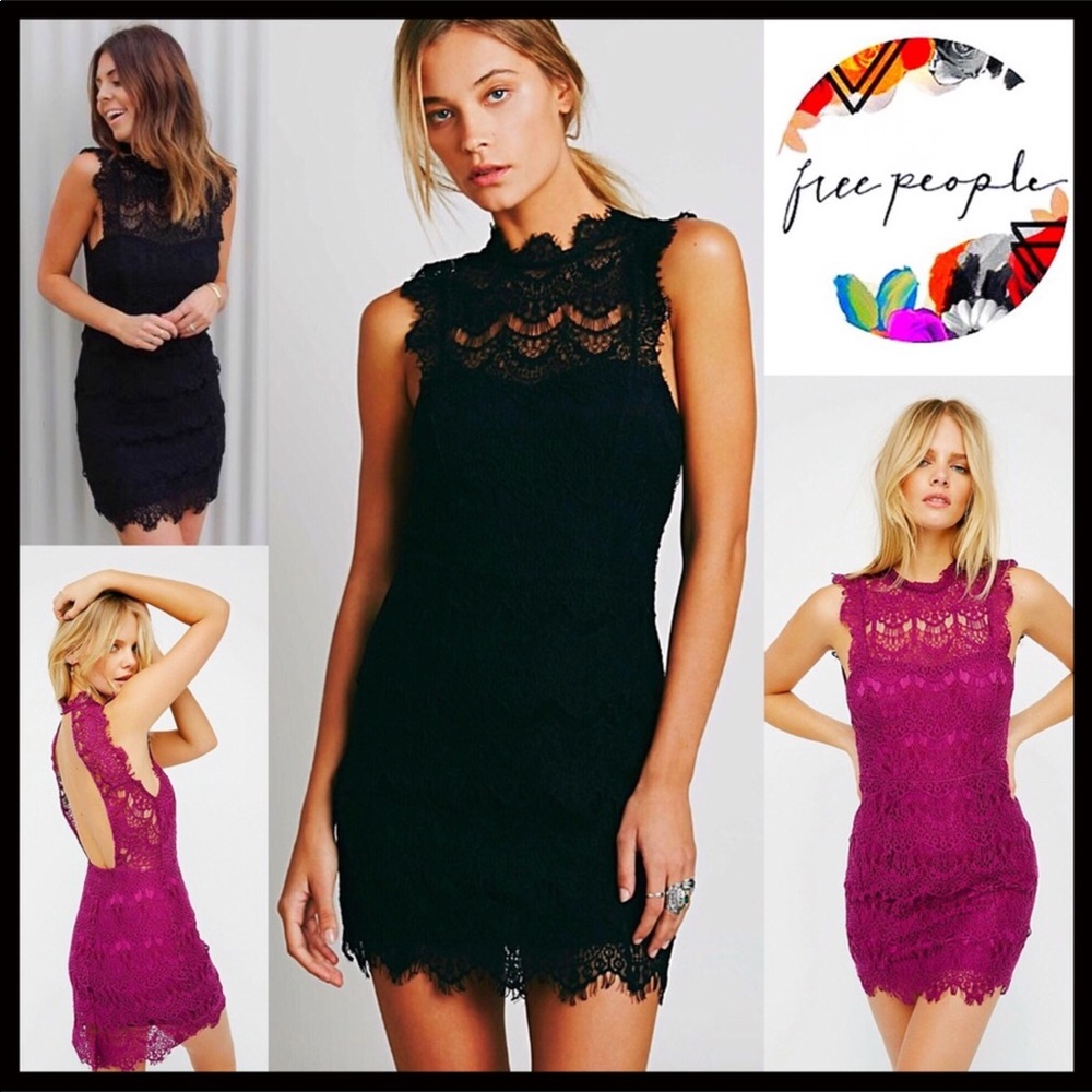 FREE PEOPLE BOHO CROCHET LACE MINI TANK DRESS A3C - Picture 3 of 13